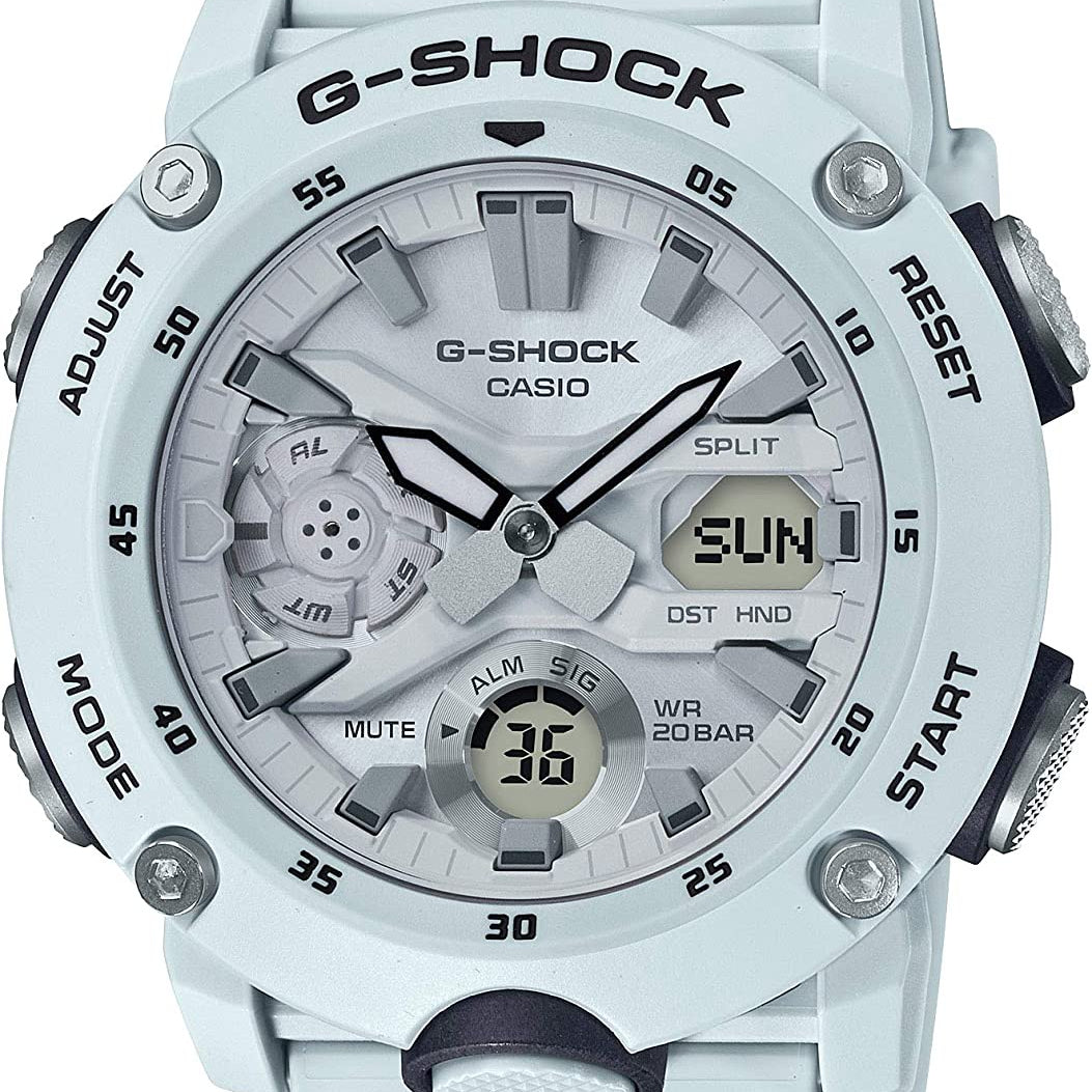 Casio G-Shock GA-2000S-7A light blue analog-digital watch with Carbon Core Guard case and resin band