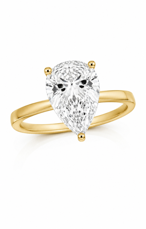 9ct Yellow Gold 2.00ct Pear Shape Lab Grown Diamond Solitaire Engagement Ring (LR29)