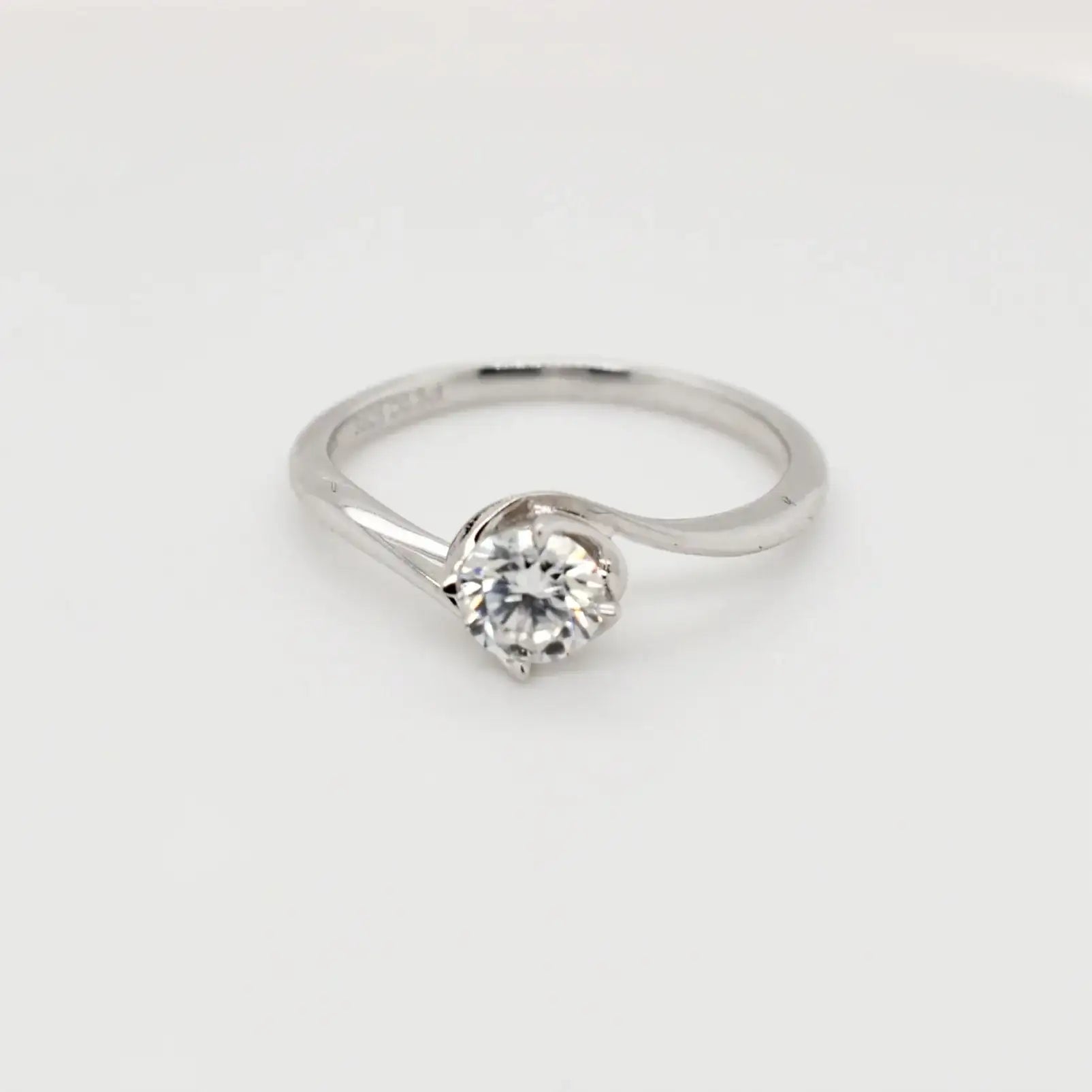 9ct white gold 4 claw solitaire ring with 0.50ct round brilliant moissanite dress ring MO83 Cassim and Co Johannesburg