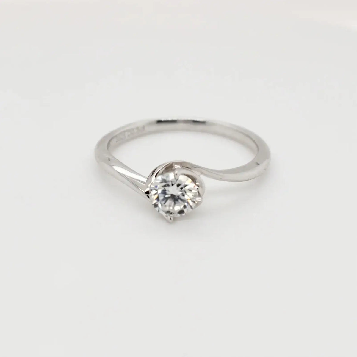9ct white gold 4 claw solitaire ring with 0.50ct round brilliant moissanite dress ring MO83 Cassim and Co Johannesburg