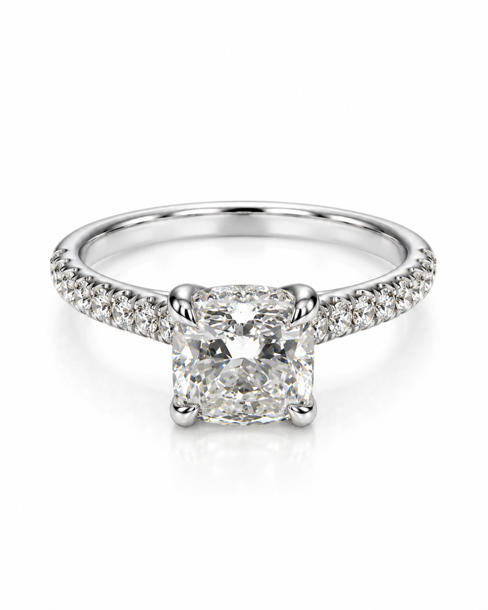 9ct White Gold 1.30ct Cushion Cut Lab Grown Diamond Engagement Ring (LR75)