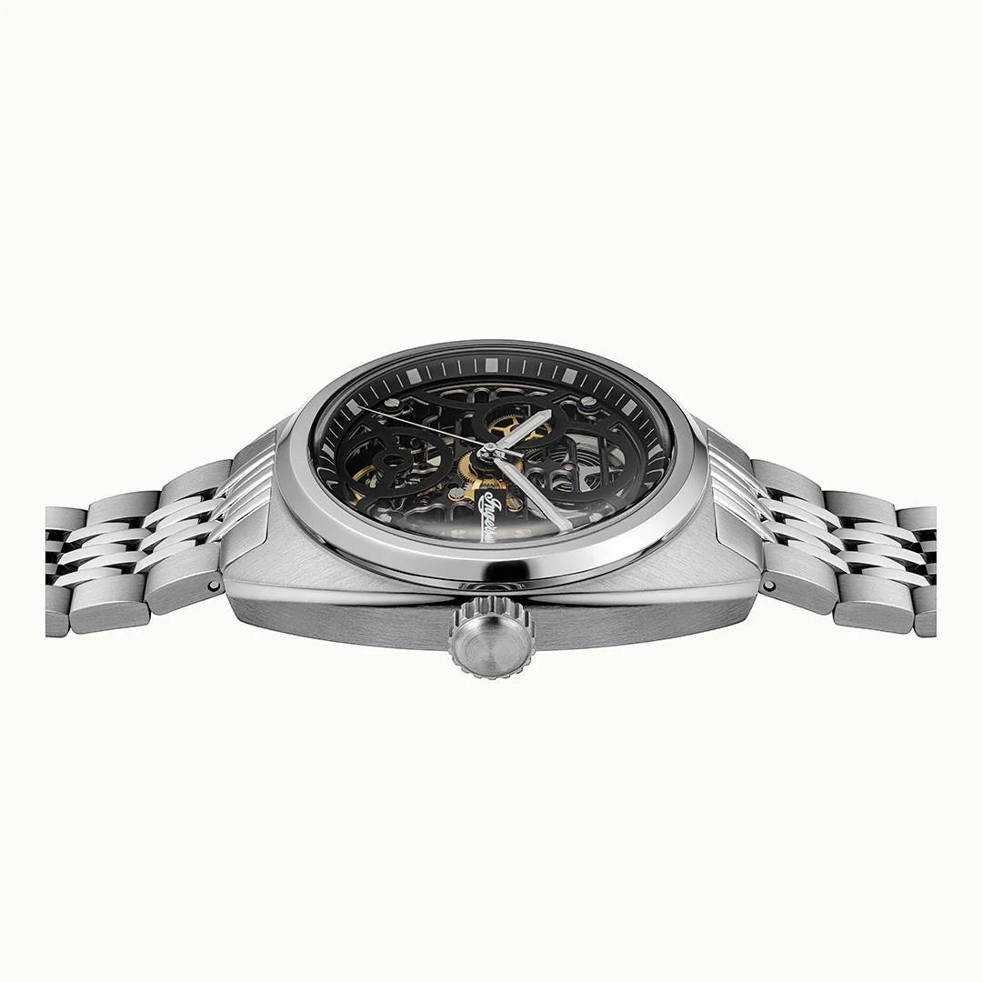 Ingersoll The Wrangler Automatic Skeleton Black Dial Stainless Steel Watch (I16901) - Cassim & Co South Africa