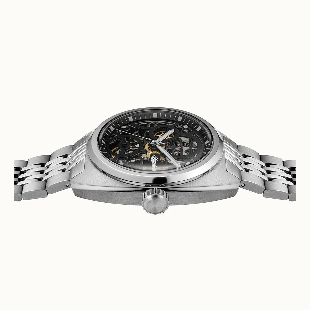 Ingersoll The Wrangler Automatic Skeleton Black Dial Stainless Steel Watch (I16901) - Cassim & Co South Africa