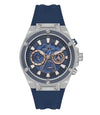 Daniel Klein Exclusive DK113889-4 men's chronograph watch with blue dial, stainless steel case, and blue rubber strap