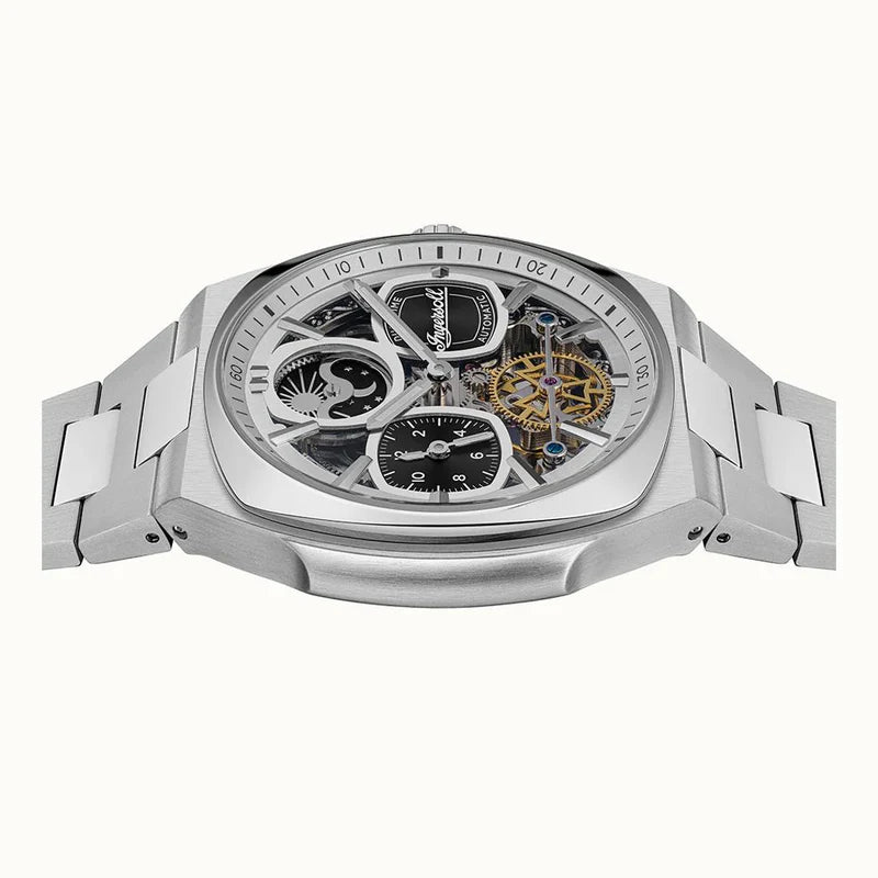 Ingersoll The Spirit Automatic Skeleton Dial Moon Phase Stainless Steel Watch (I15802) - Cassim & Co South Africa