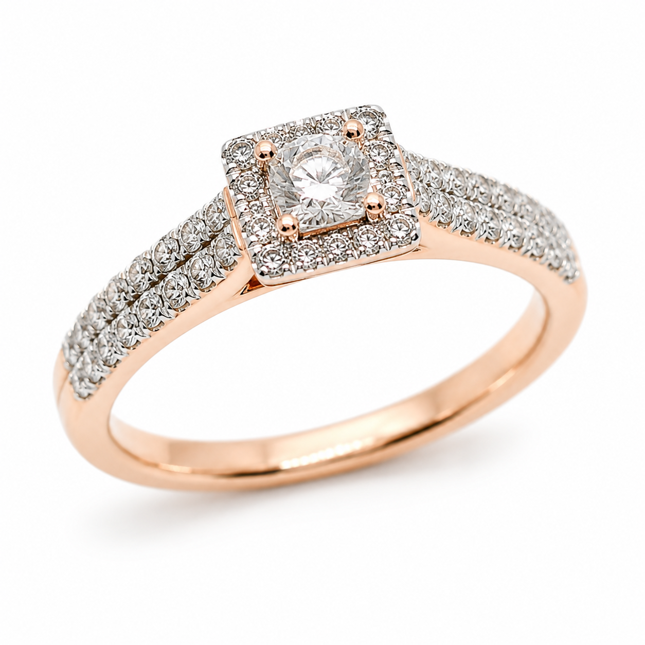 9ct Rose Gold Square Cut Diamond Ring 1102274