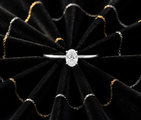 9ct White Gold 0.50ct Oval Lab Grown Diamond Solitaire Engagement Ring (LR33)