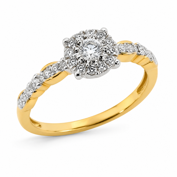 9ct Yellow Gold Round Cluster Diamond Ring 1102157