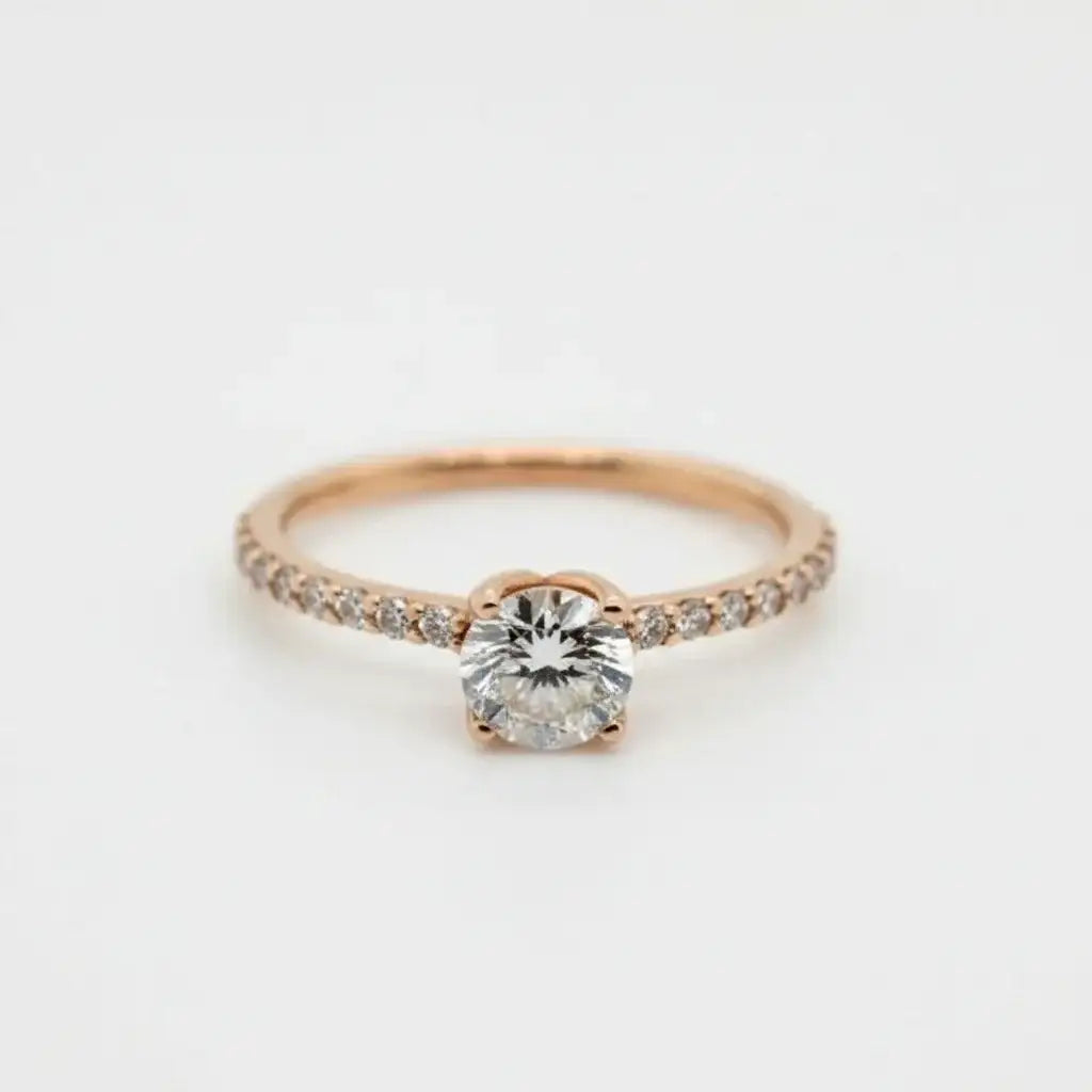 18K Rose Gold 4 Claw Diamond Engagement Ring