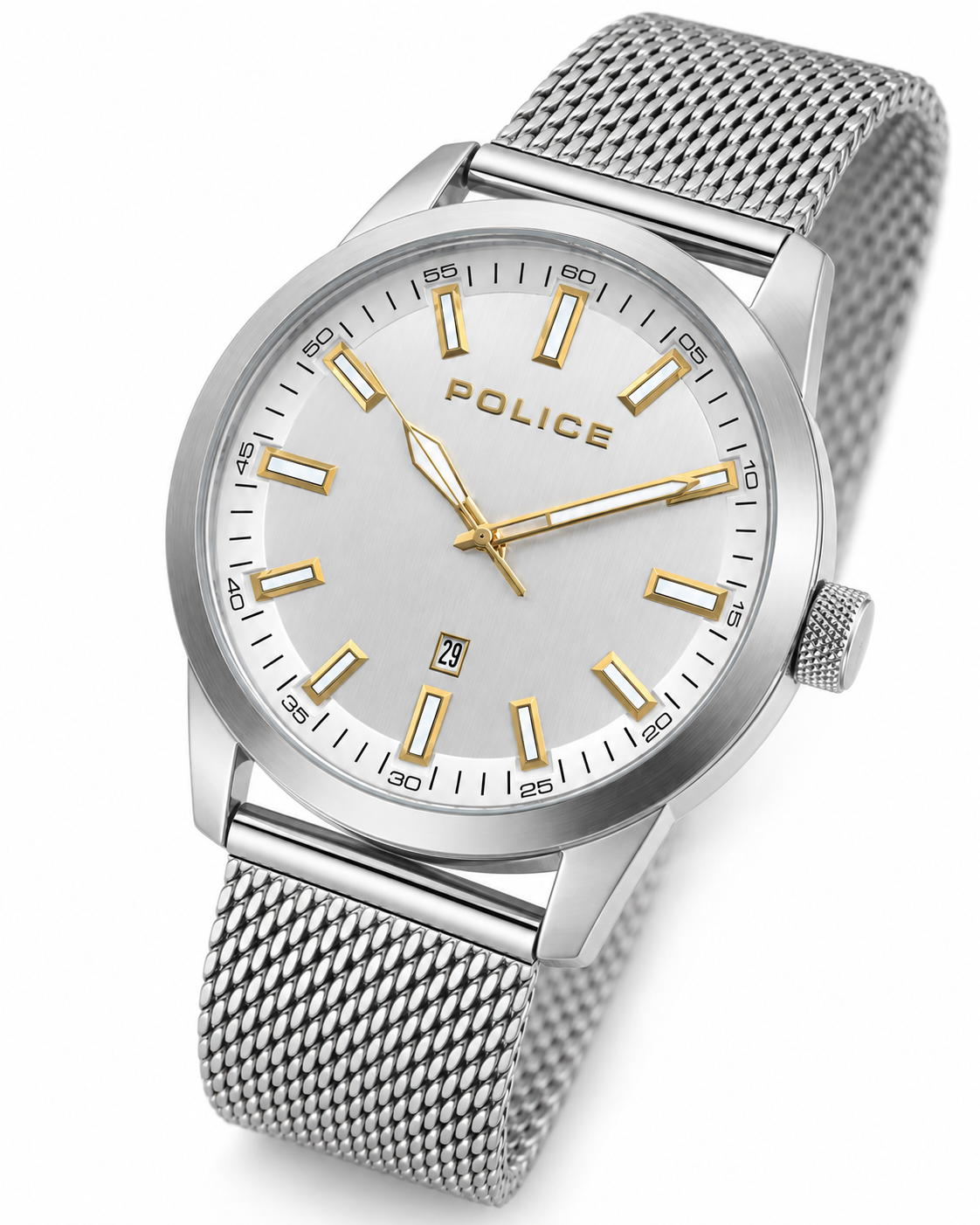 Police Pewgh Quartz Silver Dial Stainless Steel Mesh Bracelet Watch (PEWGH2239204)