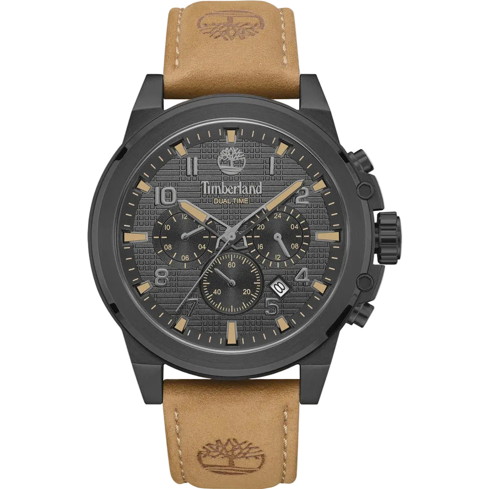 Timberland Fast Strike Chronograph 46mm Grey Dial Steel Case Leather Strap Watch – Cassims & Co.