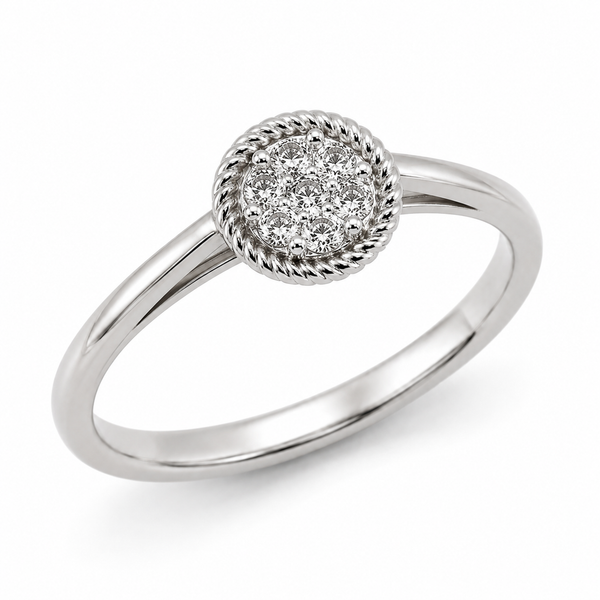 9ct White Gold Round Cluster Diamond Engagement Ring 1102302
