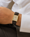 Seiko Classic Quartz Rectangular Gold-Tone Brown Leather Watch (SWR106P1)