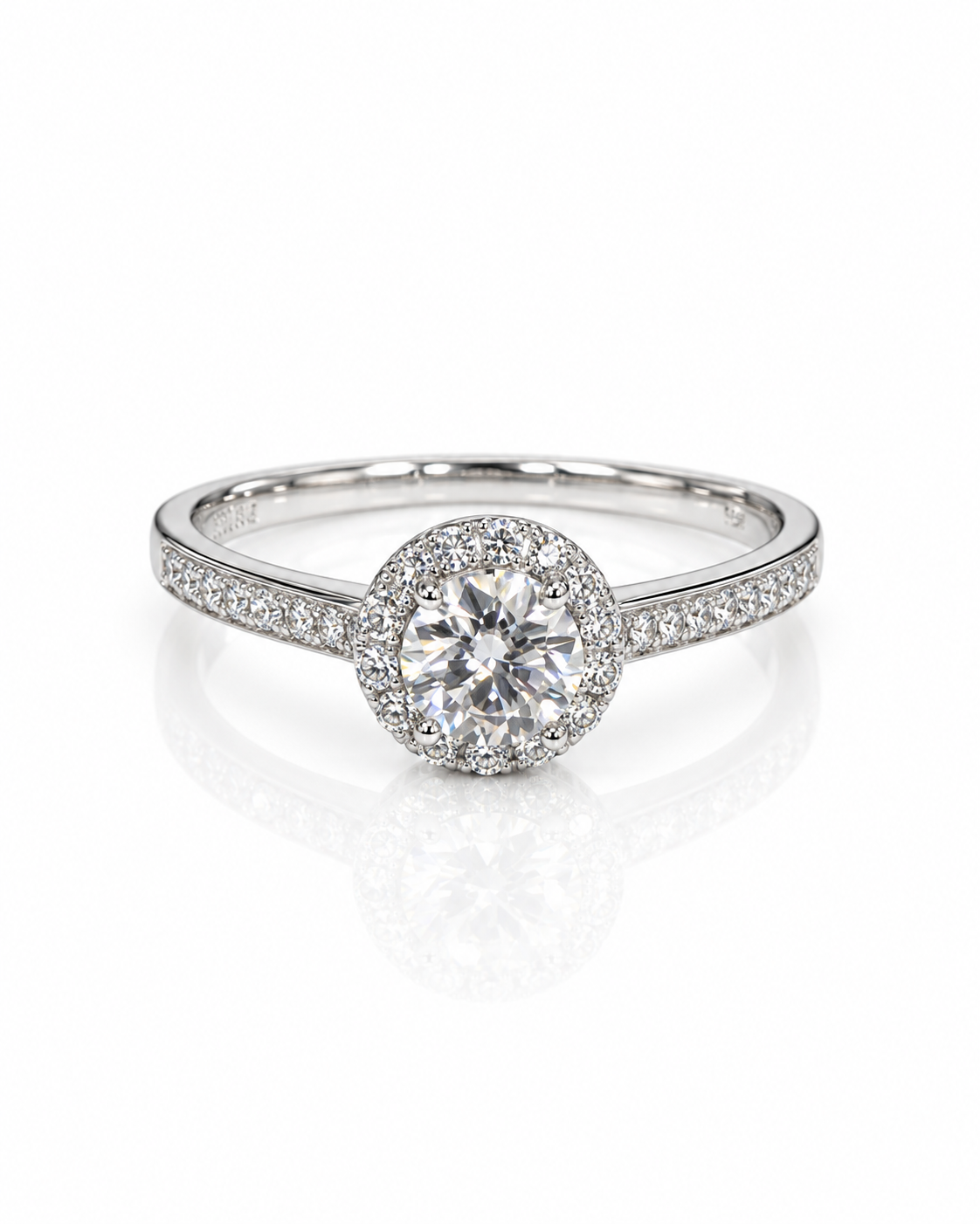 925 Silver 0.5ct Moissanite Halo Ring