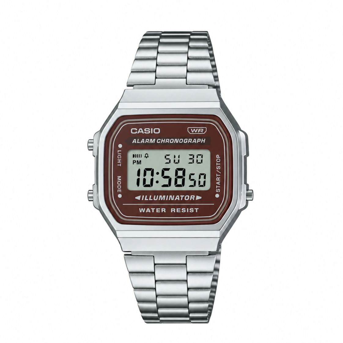 Casio A168WA-5AYDF Vintage Digital Quartz Brown Dial Stainless Steel Watch (Unisex)