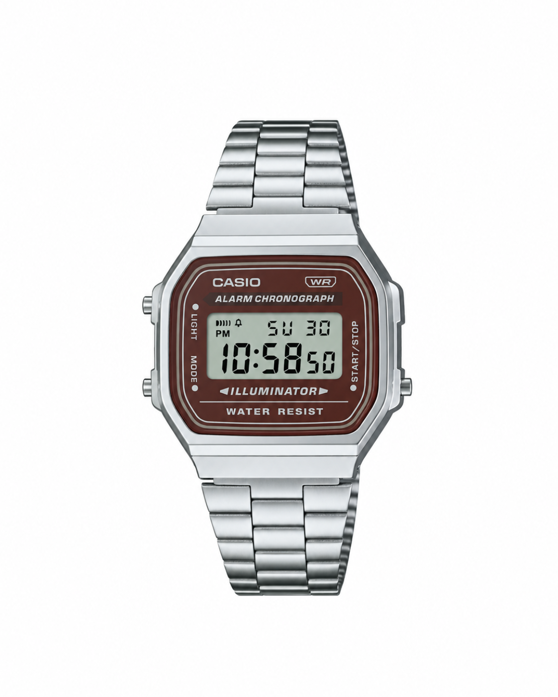 Casio A168WA-5AYDF Vintage Digital Quartz Brown Dial Stainless Steel Watch (Unisex)