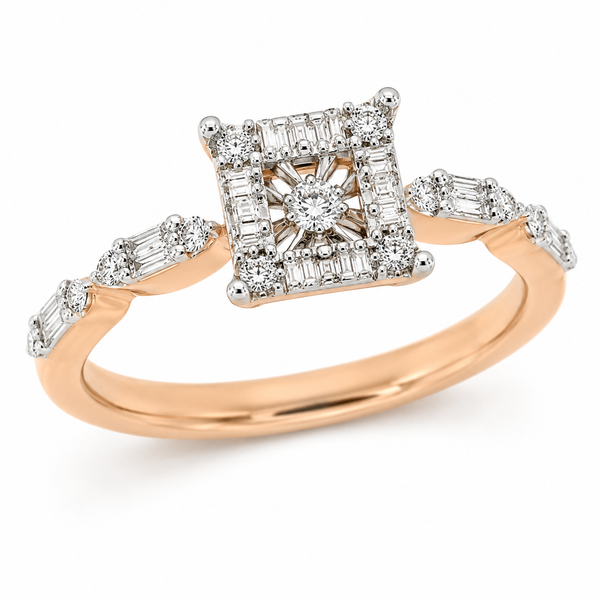 9ct Rose Gold Princess Cut Diamond Ring 1102175