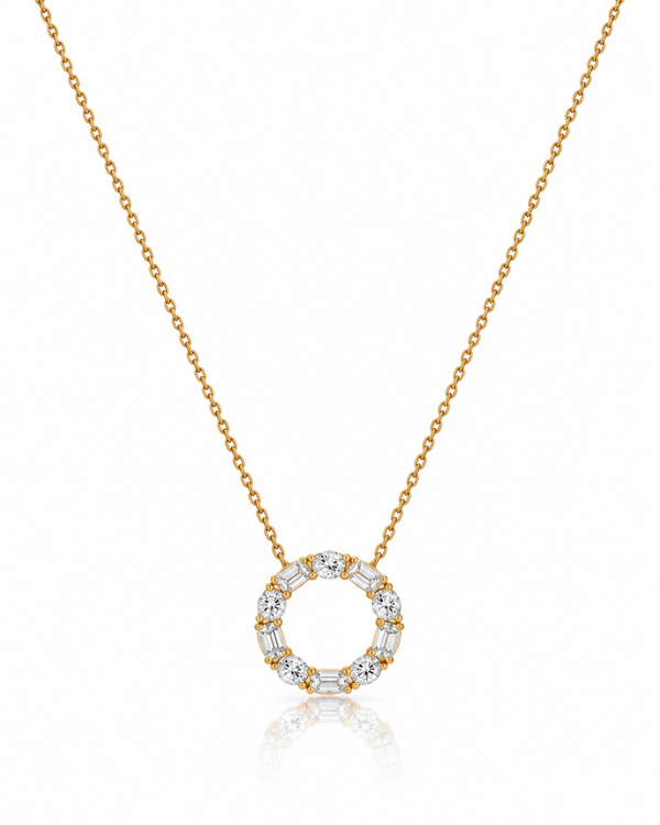 9ct Yellow Gold 1.00ct Lab Grown Diamond Circle Pendant Necklace (LP1)