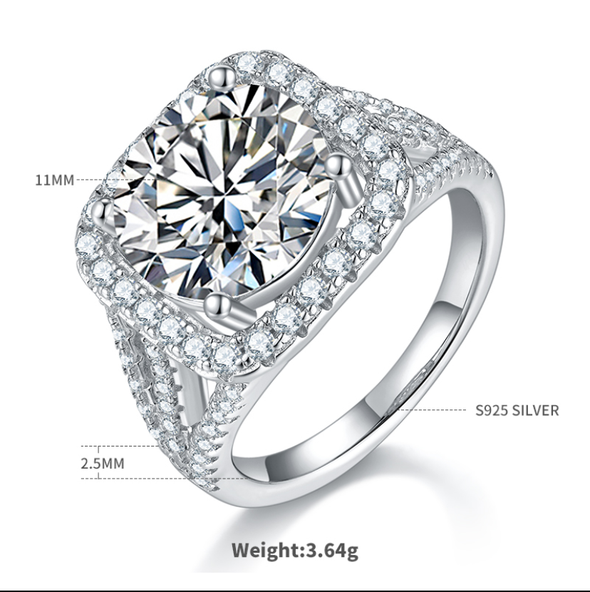 5ct Round Halo Moissanite Ring