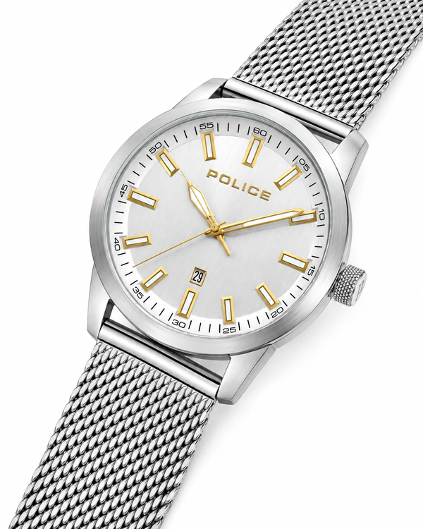 Police Pewgh Quartz Silver Dial Stainless Steel Mesh Bracelet Watch (PEWGH2239204)