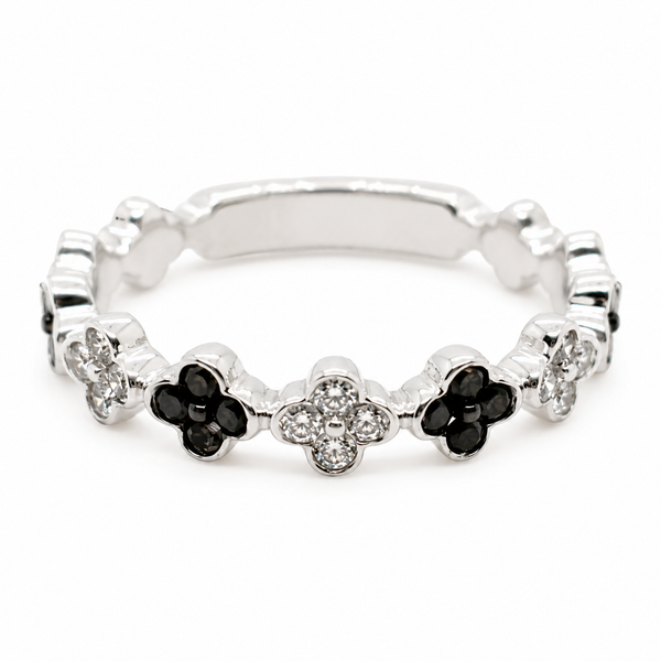9ct White Gold Black Diamond Band 1102262