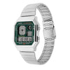 Casio A130WE Vintage Digital Alarm Chronograph Green Dial Stainless Steel Watch (A130WE-3ADF)