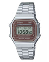 Casio A168WA-5AYDF Vintage Digital Quartz Brown Dial Stainless Steel Watch (Unisex)