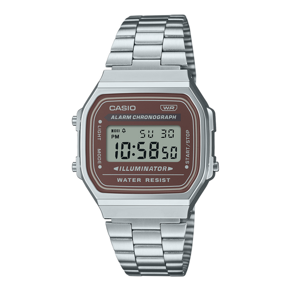 Casio A168WA‑5AYDF – Vintage Retro Digital Stainless‑Steel Watch (Unisex)
