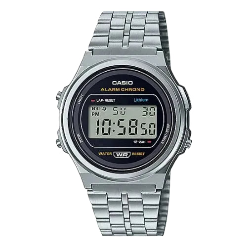 Casio Vintage A171WE-1A Digital Chronograph Alarm Stainless Steel Watch (A171WE-1A)