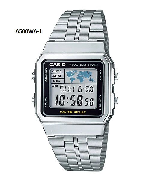 Casio Retro Vintage Silver A500WA-1DF
