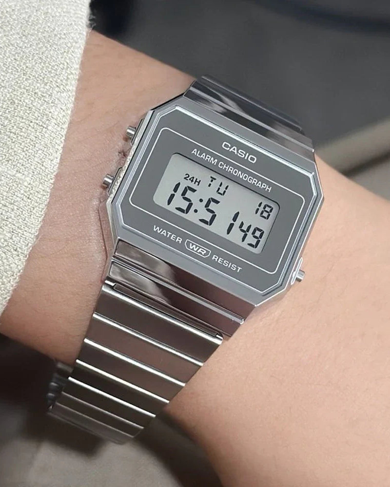 Casio Vintage A700WEV Digital Chronograph Quartz Silver Stainless Steel Watch (A700WEV-7ADF)
