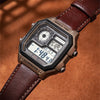 Casio AE-1200WHL-5AVDF World Time Digital Quartz Brown Leather Strap Watch (Casio Royale)