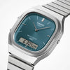 Casio Vintage AQ-240E Dual Time Quartz Ana-Digi Teal Dial Stainless Steel Watch (AQ-240E-3ADF)
