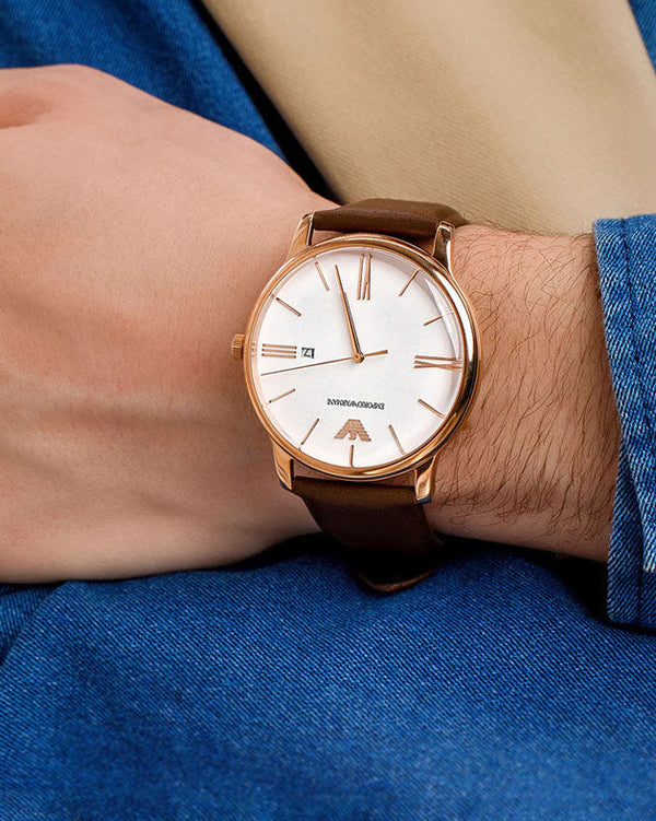 Emporio Armani Pro-Planet AR11572 Quartz White Dial Rose Gold Stainless Steel Watch (AR11572)
