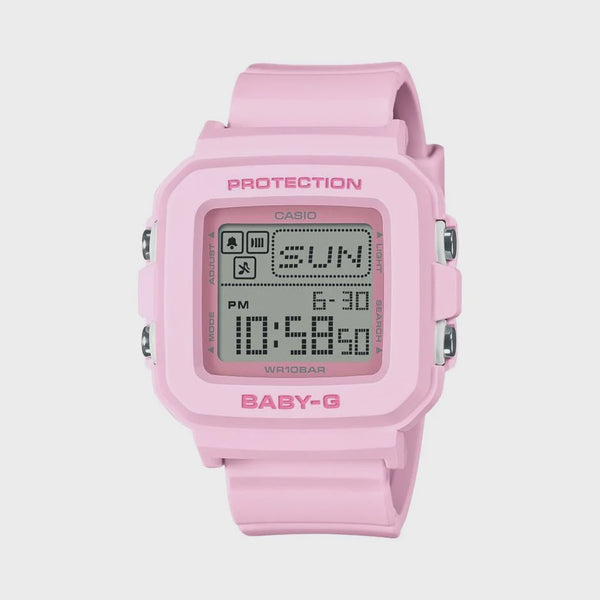 Casio Baby-G BGD-10-4DR pink digital square resin watch with 100m water resistance
