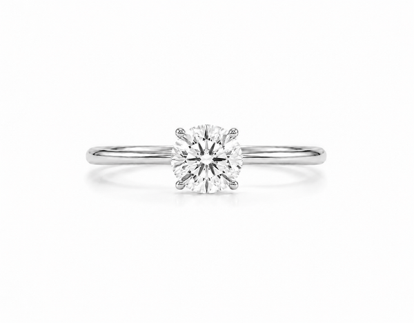 9ct White Gold 1.00ct Round Lab Grown Diamond Solitaire Engagement Ring (LR3)