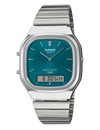 Casio Vintage AQ-240E Dual Time Quartz Ana-Digi Teal Dial Stainless Steel Watch (AQ-240E-3ADF)