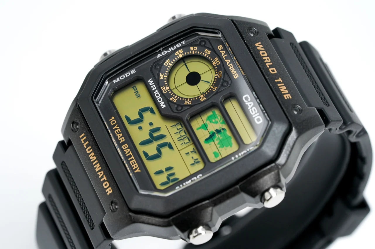 Casio AE-1200WH World Time Digital Quartz Black Resin Watch (AE-1200WH-1BVDF)