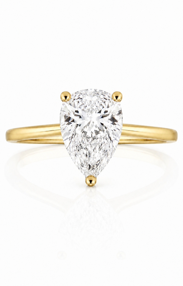 9ct Yellow Gold 1.5ct Pear Shape Lab Grown Diamond Solitaire Engagement Ring (LR27)