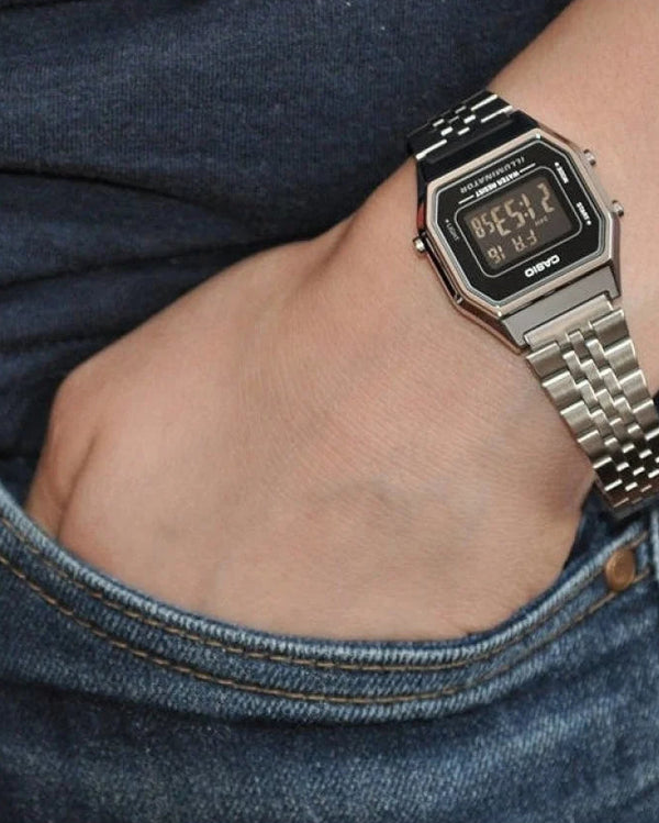 Casio LA680WA-1BD Retro Digital Quartz Black Dial Stainless Steel Watch (LA680WA-1BD)