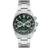 Seiko SSB405P1 chronograph with green dial and stainless steel bracelet, front view