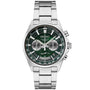 Seiko SSB405P1 chronograph with green dial and stainless steel bracelet, front view