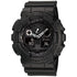 Casio G-SHOCK GA-100-1A1DR front view showing black dial and resin case