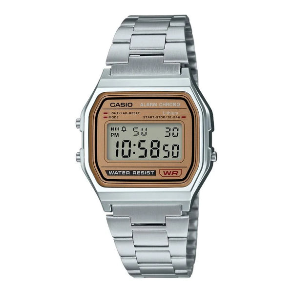 Casio Vintage A158WEA-9DF Quartz Digital Bronze Dial Stainless Steel Watch