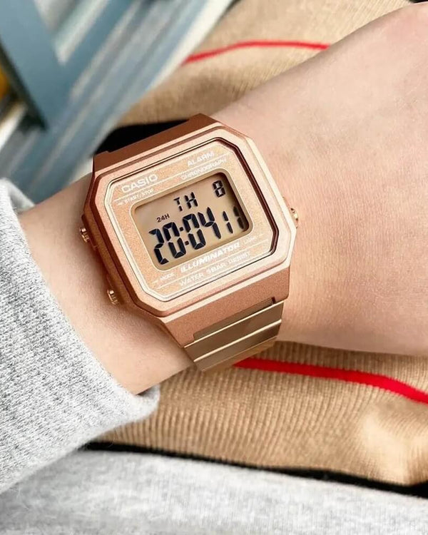 Casio B650WC Vintage Quartz Digital Rose Gold Ion-Plated Stainless Steel Watch (B650WC-5ADF)