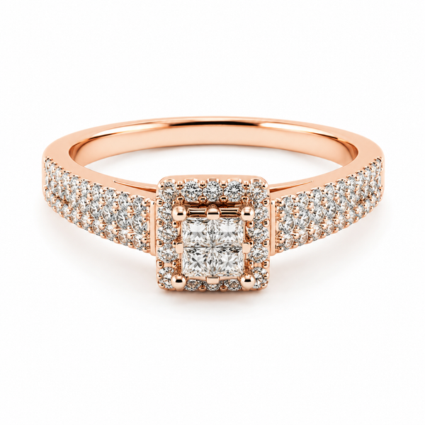 9ct Rose Gold Cluster Diamond Engagement Ring 1102074
