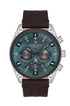 Daniel Klein Exclusive DK113547-3 men's chronograph watch with gradient green dial, brown leather strap, and stainless steel case