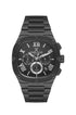 Daniel Klein Exclusive cushion chronograph watch with octagonal bezel, black dial, Roman numerals and steel bracelet