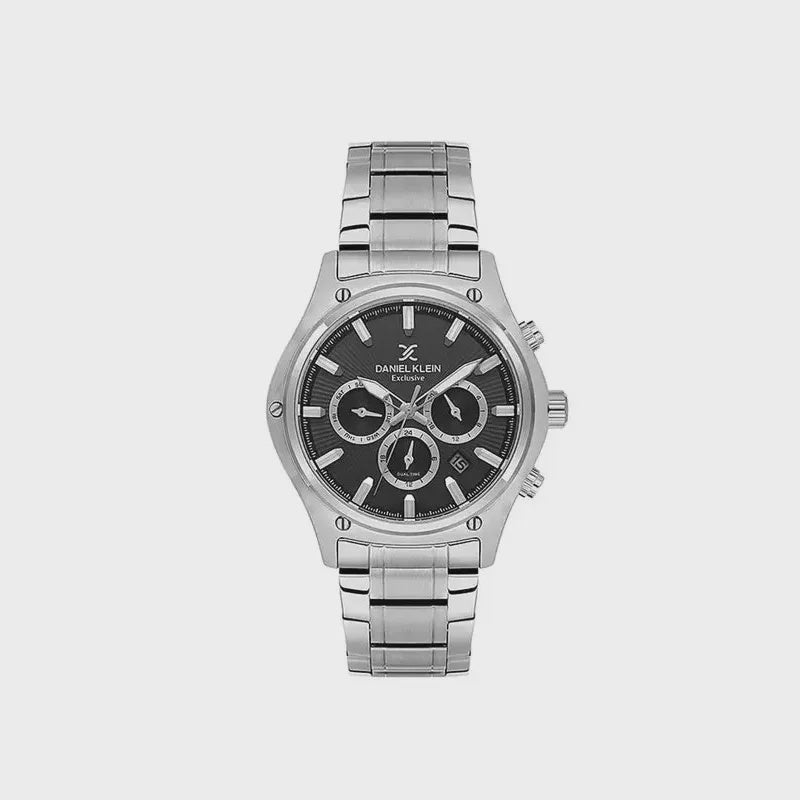 Daniel Klein Exclusive 44 mm chronograph black dial stainless steel bracelet quartz watch