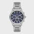 Daniel Klein Exclusive 44 mm blue dial chronograph watch with stainless steel bracelet